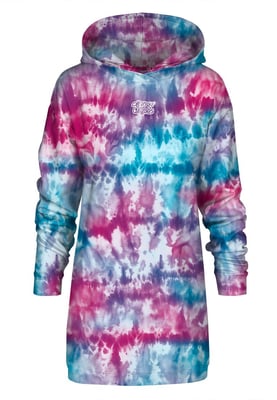 "Tie Dye Blue Pink" Oversize Hoodie-Kleid