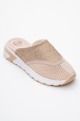 GLEA Mesh Strass Pantoletten Damen