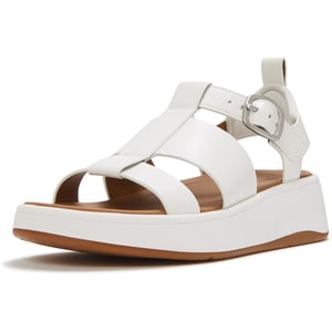 Fitflop F-Mode Fischer-Leder Sandalen für Damen Urban Weiß Schmaler Schnitt