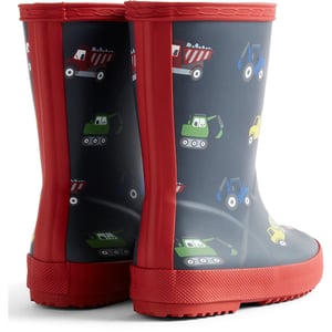 Hunter Kinder First Construction Print Gummistiefel Jungen Hunter Marineblau/Militärrot Wellington-Stiefel