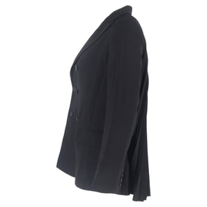 Roter Valentino-Blazer mit doppelreihiger Knopfleiste und Rückenfalten aus schwarzer Wolle