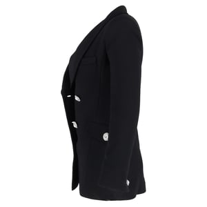 Alessandra Rich zweireihiger Blazer mit Kristallknöpfen aus schwarzer Wolle