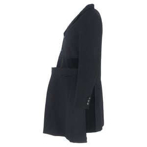 Comme des Garçons einreihiger, einteiliger Wollmantel aus schwarzer Wolle
