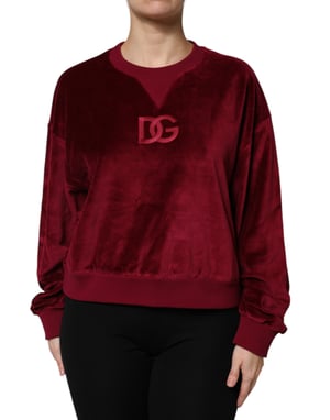 Samt Sweatshirt mit besticktem Logo