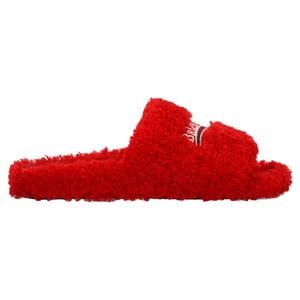Balenciaga Pelz-Mule mit offenem Schaft aus rotem Polyester