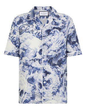 Linen Bowling Shirt All-Over Ceramic