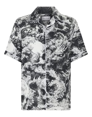 Linen Bowling Shirt All-Over Ceramic