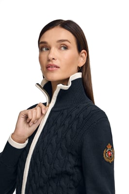 Cardigan marineblau mit maritimem Polo Club-Patch