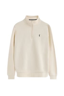 Sweatshirt ecru mit halbem Reißverschluss und Rigby Go-Logo