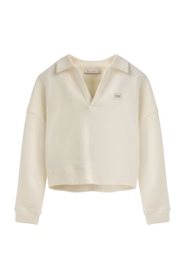 Sweatshirt ecru mit Polokragen und Polo Club-Logo