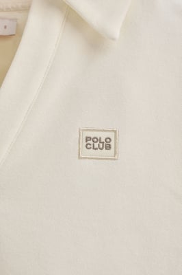 Sweatshirt ecru mit Polokragen und Polo Club-Logo