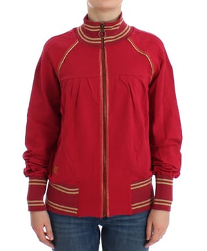 Rote Zip-Up Strickjacke