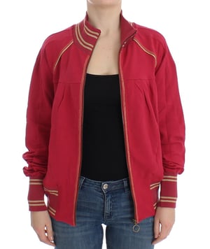 Rote Zip-Up Strickjacke