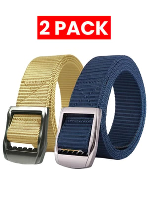 Enzo | 2er Pack Herren Canvas Gürtel - Beige & Marineblau