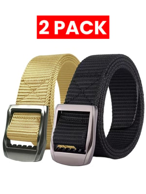 Enzo | 2er Pack Herren Leinengürtel - Beige & Schwarz