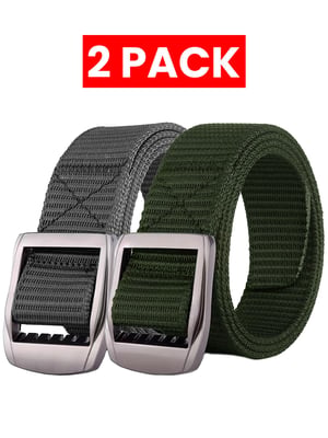 Enzo | 2er-Pack Herren Canvas Gürtel - Grau & Khaki