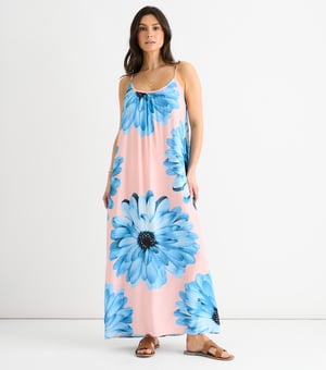 Blush Riemchenkleid mit Blumenmuster aus Viskose in Übergröße