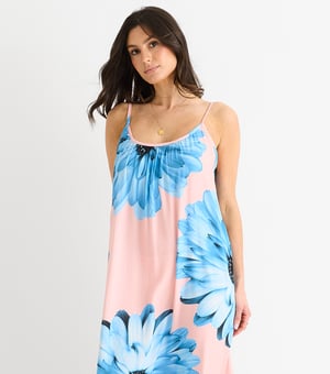 Blush Riemchenkleid mit Blumenmuster aus Viskose in Übergröße