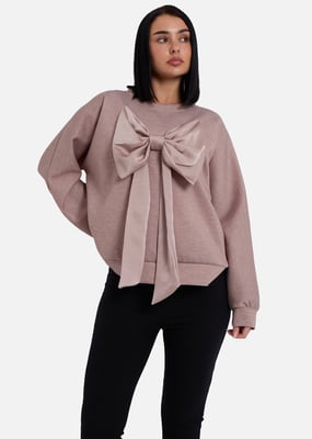 Mokka Bow Front Übergrößen Pullover Top