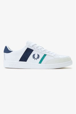 Fred Perry B725 Leder Wildleder Herren Weiß/Navy/Mint Sneaker