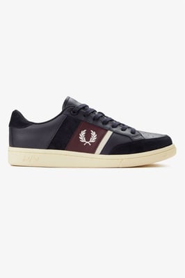 Fred Perry B725 Leder Wildleder Herren Sneakers Marineblau/Ecru/Oxblood