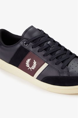 Fred Perry B725 Leder Wildleder Herren Sneakers Marineblau/Ecru/Oxblood