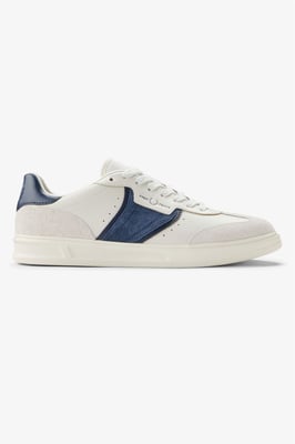Fred Perry B4 Strukturierte Leder/Velours Herren Porzellan/Blaue Sneaker