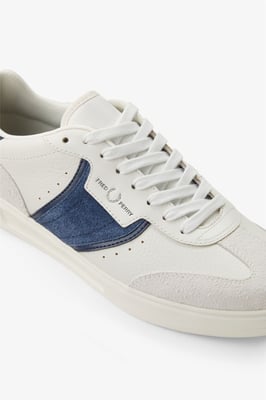 Fred Perry B4 Strukturierte Leder/Velours Herren Porzellan/Blaue Sneaker