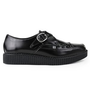 TUK Pointed Creeper Plateau-Schuhe aus schwarzem Leder mit Monk-Schnalle - A8520