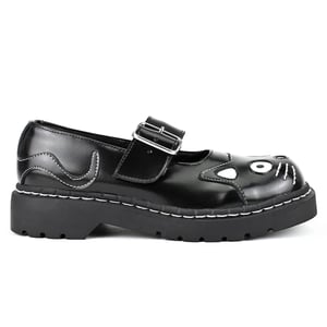 TUK Damen Mary Jane Kitty Plateau-Gothic-Schuhe aus schwarzem Leder - T2025