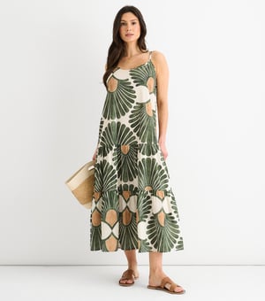 Grünes Riemchen-Sommer-Zelt-Midi-Dress