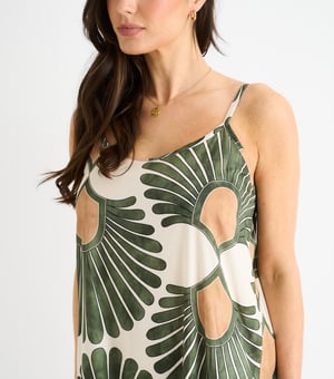 Grünes Riemchen-Sommer-Zelt-Midi-Dress