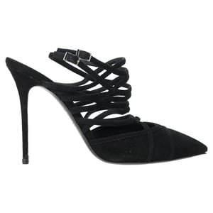 Giuseppe Zanotti Schnürpumps mit Riemchen aus schwarzem Wildleder