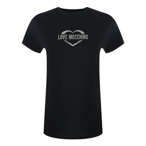 Moschino T-shirt Mit Glänzendem Herzlogo, Schwarz