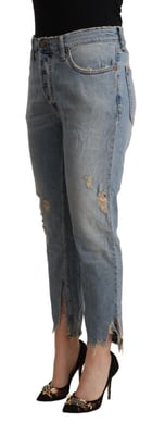 Gekürzte Boyfriend-Jeans mit distressed Details