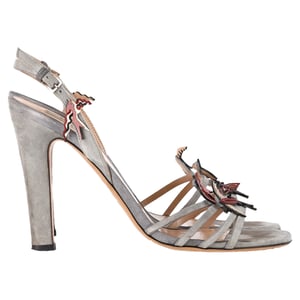 Valentino Garavani Garten der Freude Sandalen mit Absatz aus grauem Wildleder