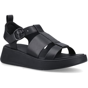 Fitflop F-Mode Fischer-Leder Damen Schwarz Schmal Fit Sandalen