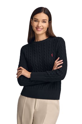 Pullover marineblau mit Rundhalskragen aus Wollgemisch mit gesticktem Rigby Go-Logo