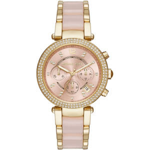 Michael Kors Parker MK6326 Damenarmbanduhr mit pinkem Zifferblatt 39mm aus vergoldetem Edelstahl