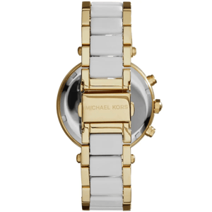 Michael Kors Parker MK6119 Damen Zwei-Farben Chronographuhr 39 mm Gold & Weiß