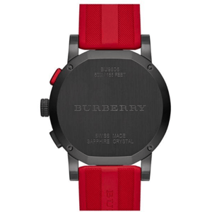Burberry BU9805 Herren-Chronograph mit 42 mm rotem Armband