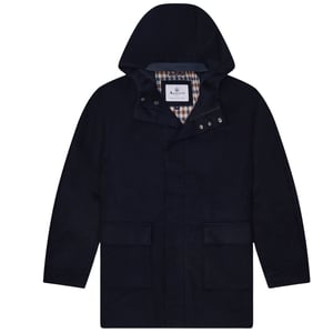 Aquascutum Aktiver Wollmantel Mit Kapuze, Marineblau