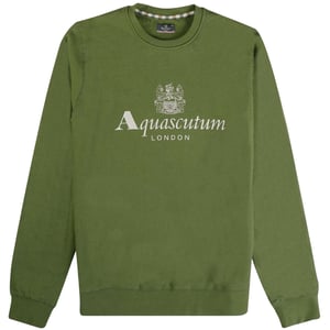 Aquascutum Active Big Logo Crew Neck Army Green Sweatshirt