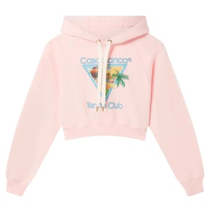 Casablanca Bedruckter Cropped Hoodie Afro Cubism Tennis Club Hellrosa Hoodies