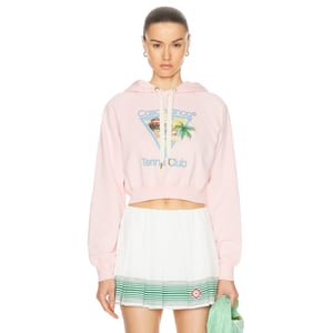 Casablanca Bedruckter Cropped Hoodie Afro Cubism Tennis Club Hellrosa Hoodies