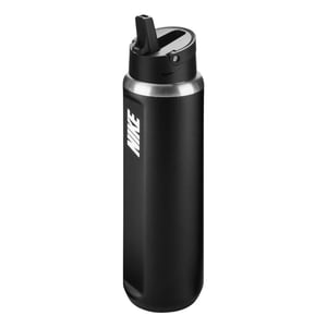 Nike - "Recharge Run" Wasserflasche, Trinkhalm, Edelstahl, 680ml (Schwarz)