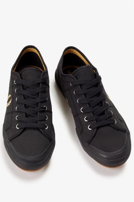 Fred Perry B708 Vintage Tennis Canvas Herren Schuhe Schwarz/Champagner