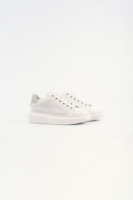 Karl Lagerfeld Kapri Konstellation Leder Damenschuhe Weiß/Silber