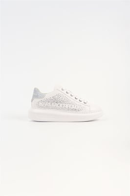 Karl Lagerfeld Kapri Konstellation Leder Damenschuhe Weiß/Silber