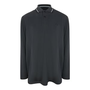 Fred Perry Weißes Poloshirt Mit Zweifarbigem Kragen In Gunmetal-grau Mit Langen Ärmeln